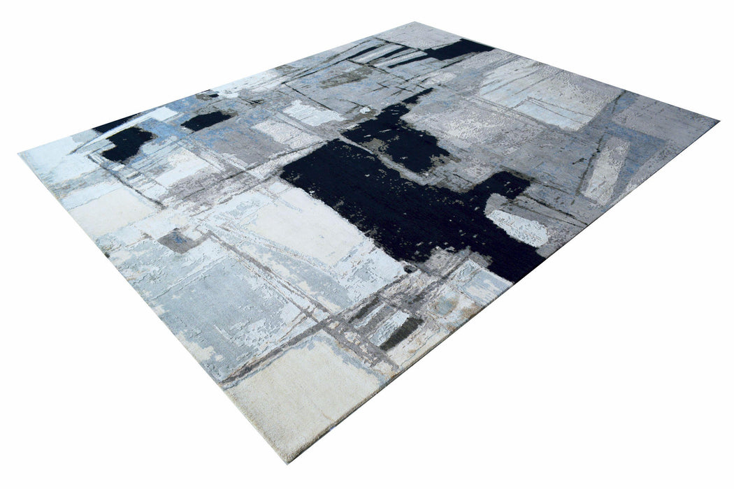 Guernica 8x10 Black/Ivory Wool and Silk