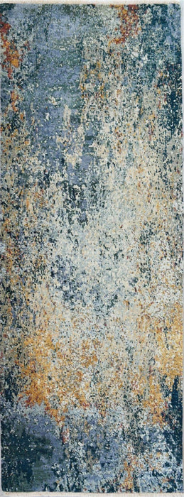 Aegean 3x10 Runner Dark Blue/Beige/Tan Wool and Silk.