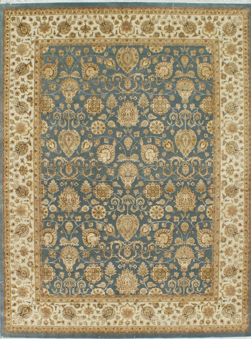 Enchante 9x12 Blue/Ivory Wool and Silk Embossed