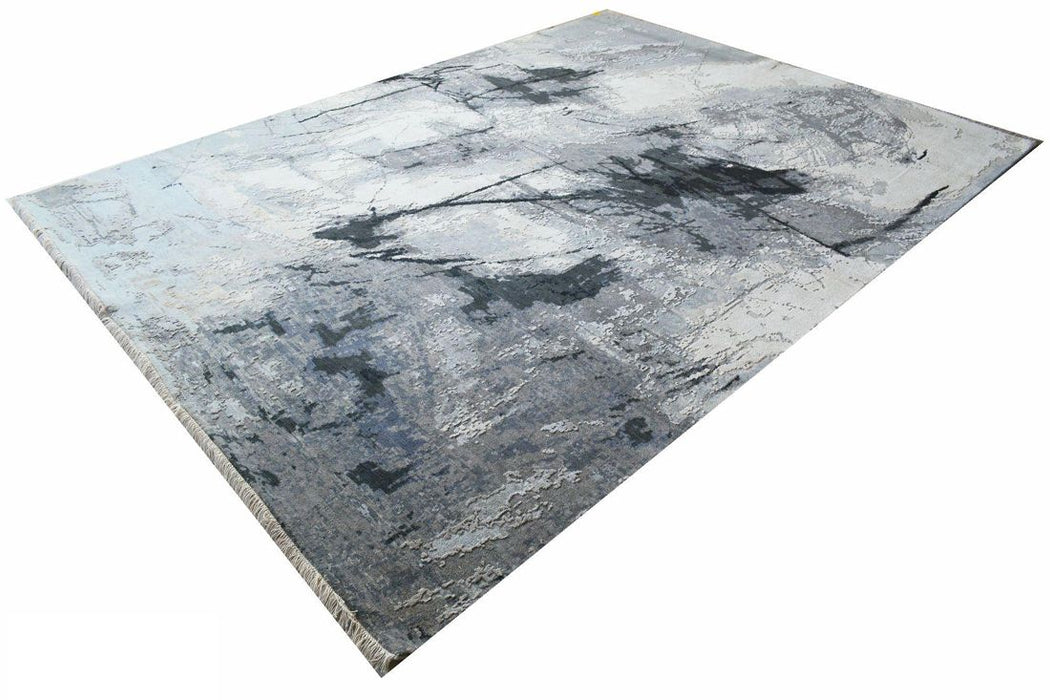 Eureka 9x12 Grey/Blue/Ivory Wool and Silk