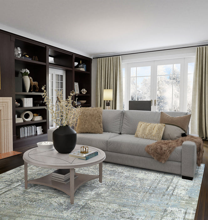 Romano 6x9 Ivory-Charcoal Wool and Silk