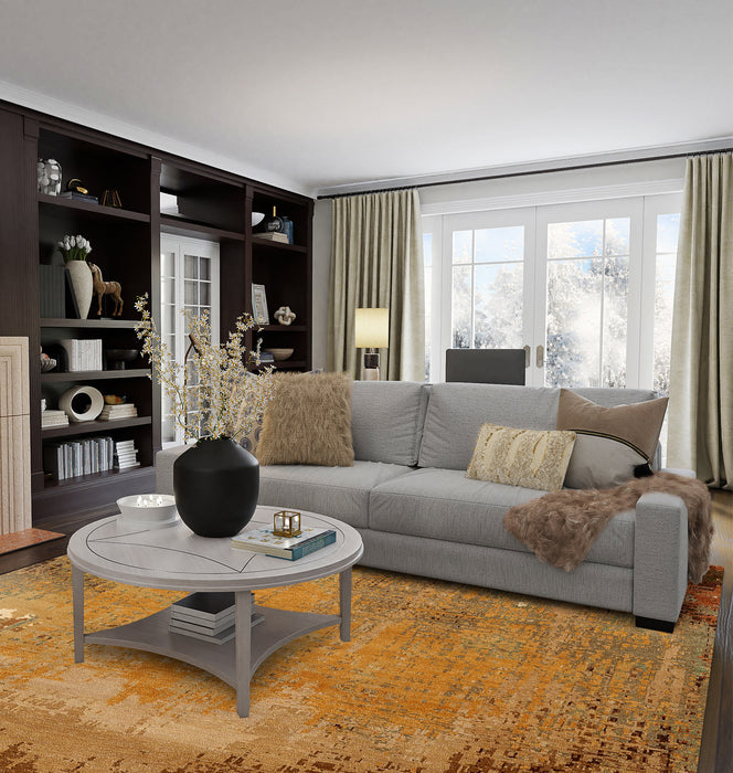 Textures 8x10 Green-Grey/Rust Wool and Silk