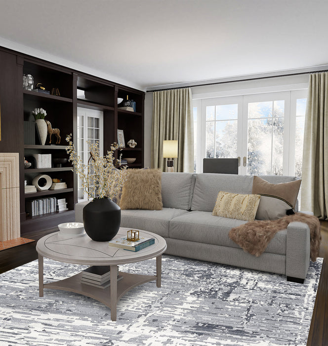 Marble 6x9 Grey/Off-White Wool and Bamboo Silk