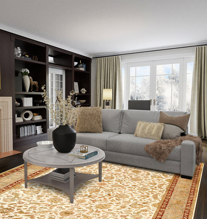 Hope Kashan Beige/Light Green Wool and Silk