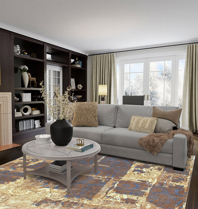 Urbane 6x9 Blue/Gold Wool and Silk