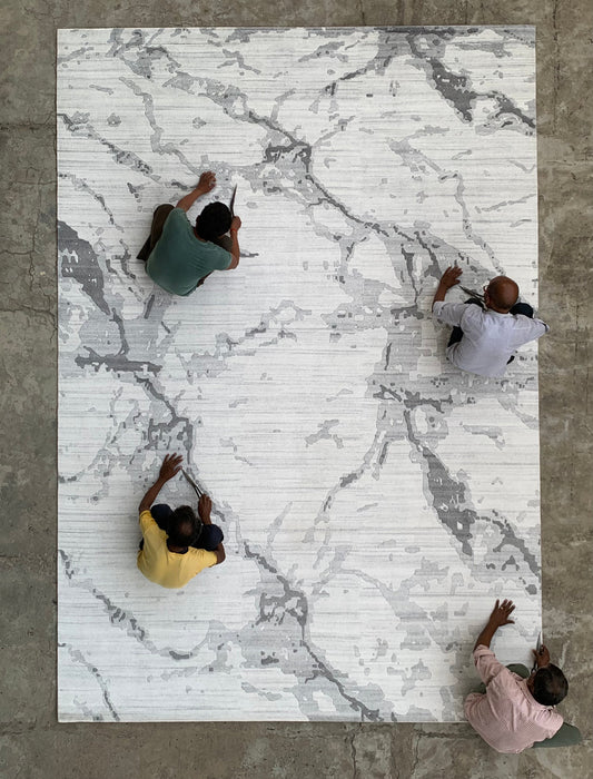 Marble 8x10 Ivory/Grey Wool and Bamboo silk