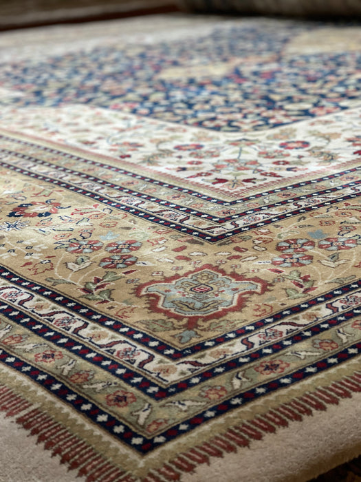 Shah Kashan 10x14 Beige/Blue Wool