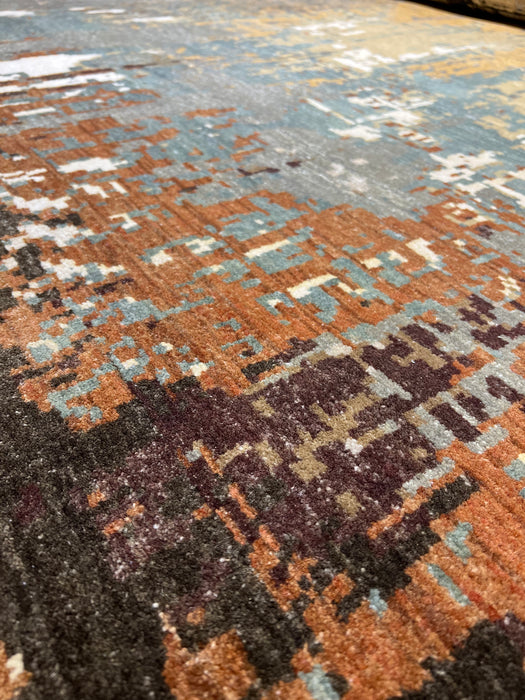 Textures 8x10 Green-Grey/Rust Wool and Silk