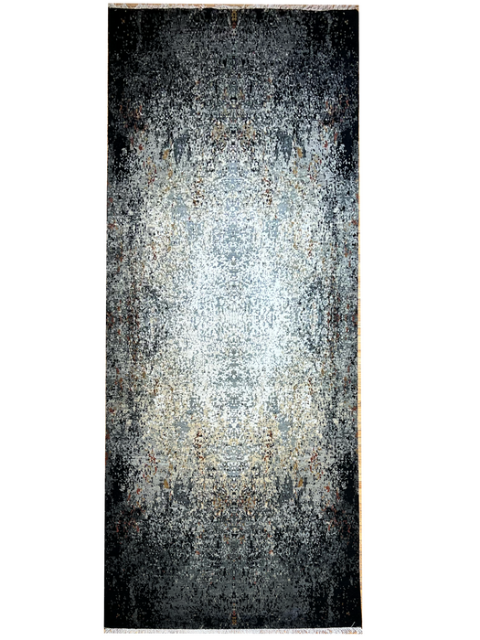 Illuminate 3x10 Black Wool and Embossed Silk