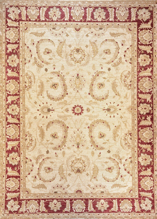 Chobi 9x12 Red Border Ivory Ghazni Wool