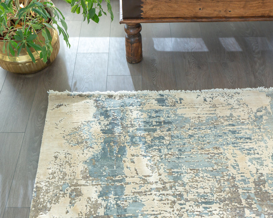 Twilight 6x9 Charcoal/Blue Wool and Silk