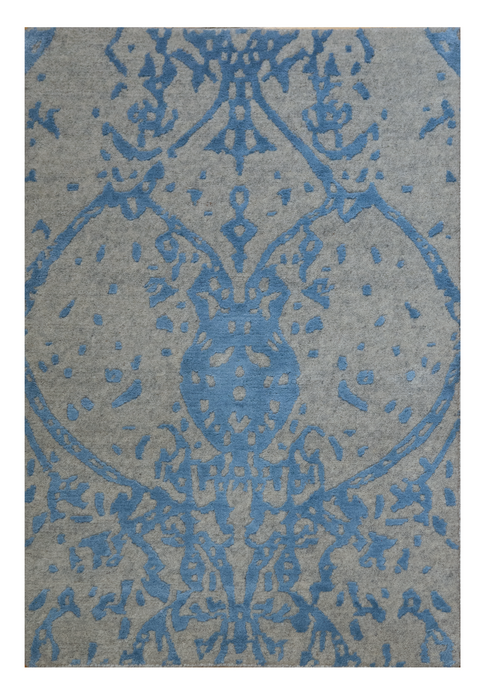 2x3 Modern Beige/Sea Blue Wool + bamboo Silk touch.