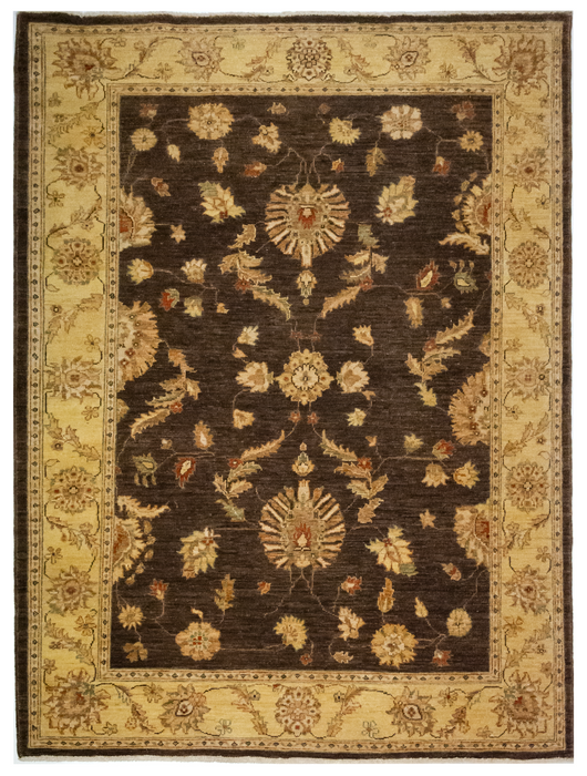 Chobi 5x7 Chocolate Ivory Ghazni Wool