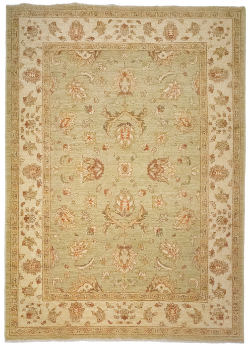 Chobi 5x7 Ivory/Light Green Ghazni Wool