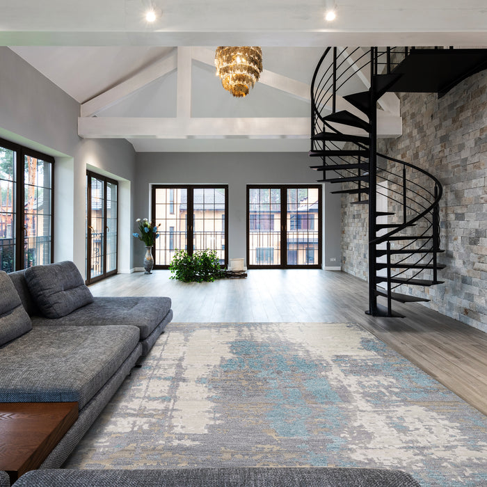 Utsav Blue 8x10 Wool and Bamboo silk