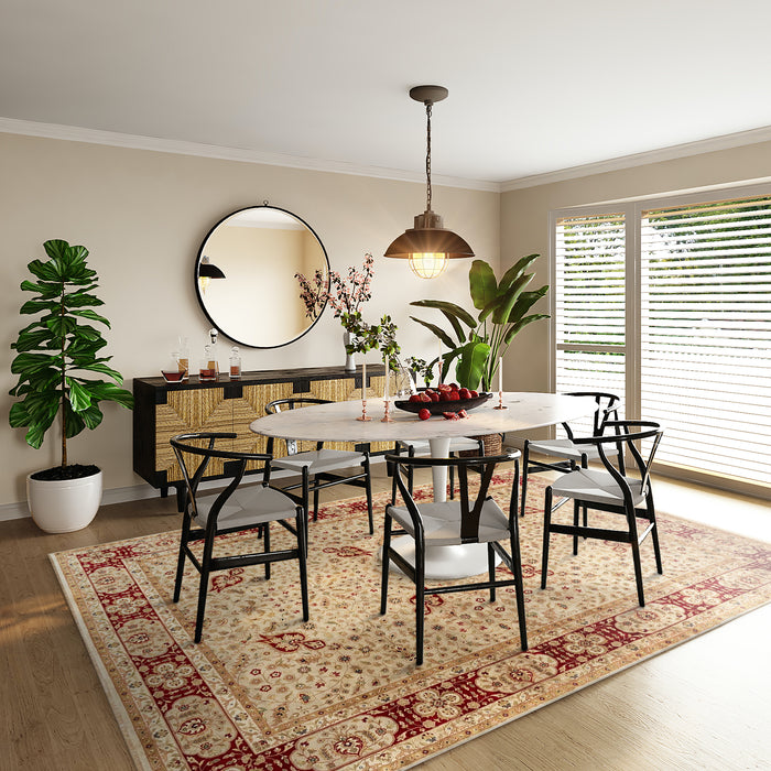 Indo Persian 9x12 Beige Burgandy Wool and Silk