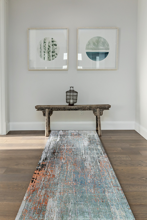 Alchemy 3x10 Blue/Tangerine Wool and Silk Runner