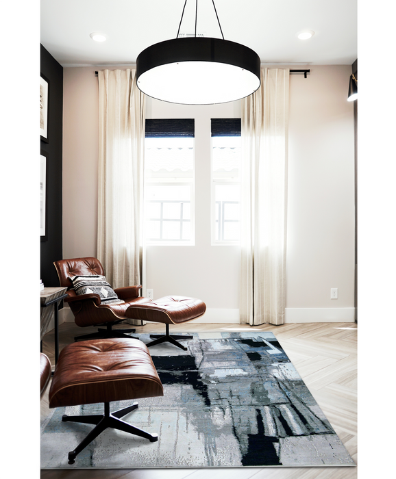 Guernica 6x9 Black/Ivory Wool and Silk