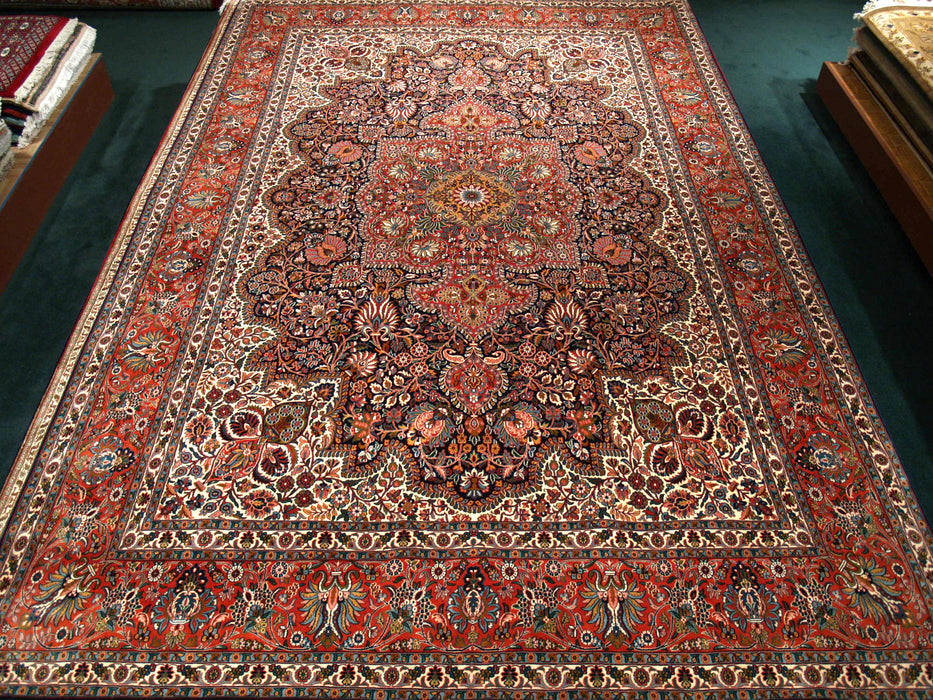 Kashan 6x9 Silk Black and Orange