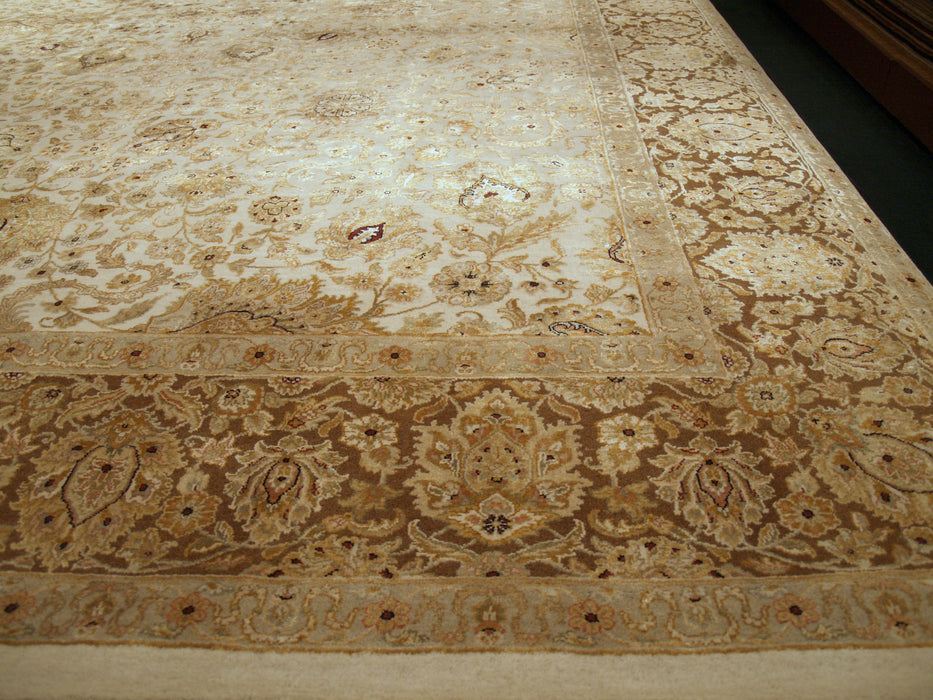 9x12 Enchante Ivory-Brown Wool and Silk