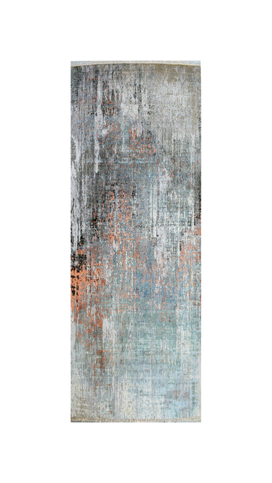 Alchemy 3x10 Blue/Tangerine Wool and Silk Runner