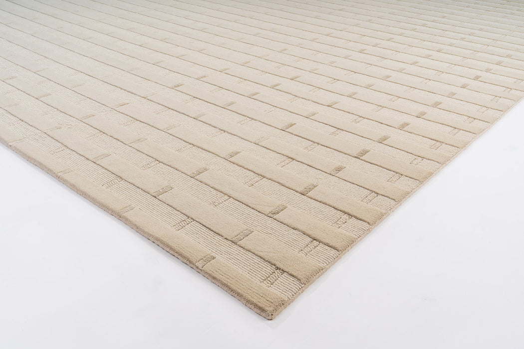 Loop Cut 8x10 Beige Wool and Bamboo Silk