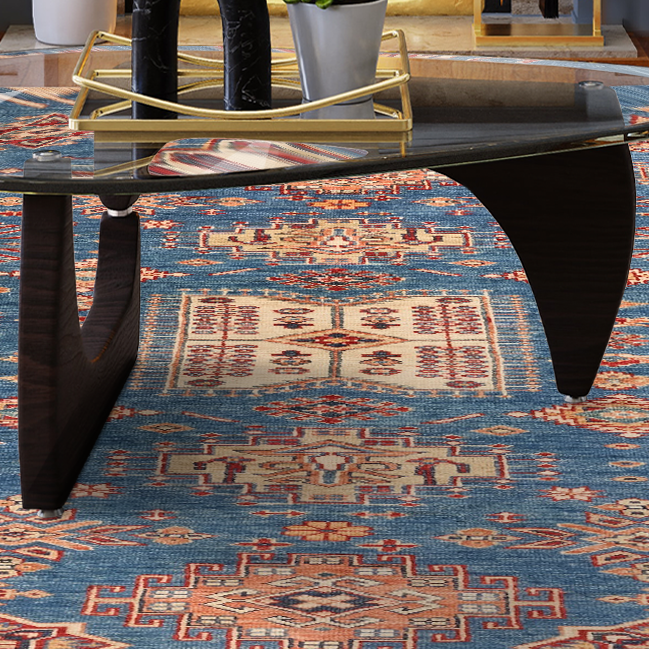 Elevate Your Interior with Super Kazak Rugs in a Ralph Lauren-Inspired Maximalist Space