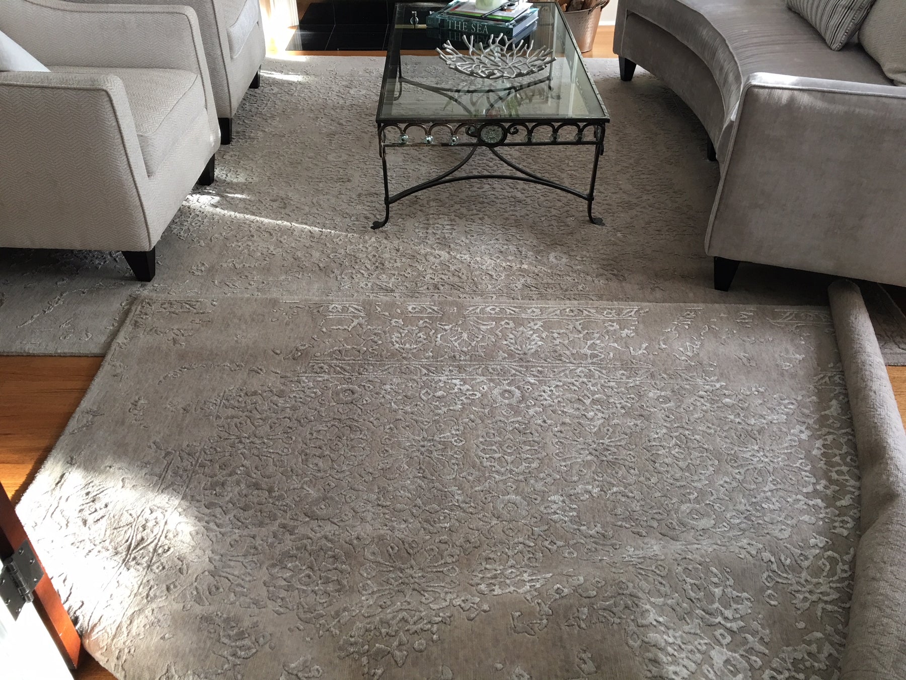 Pokhara in Grey and Silver. Custom in 8x11 feet.