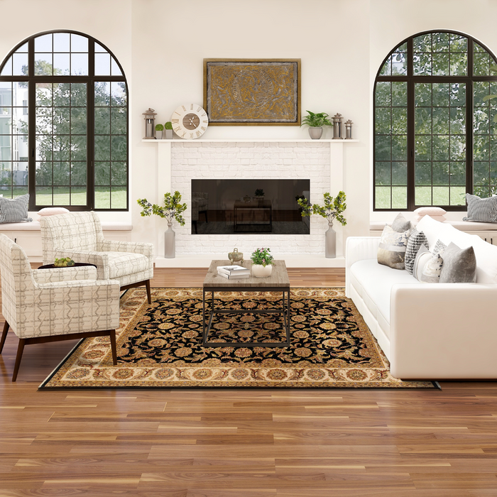 Agra 8x10 Black/Beige Wool