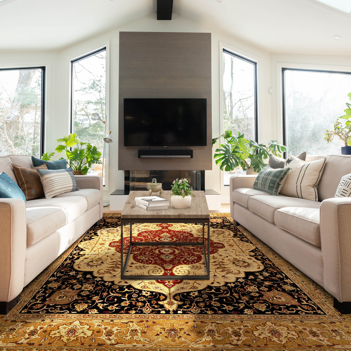 9x12 Elegance Ivory/Light Gold Ghazni Wool