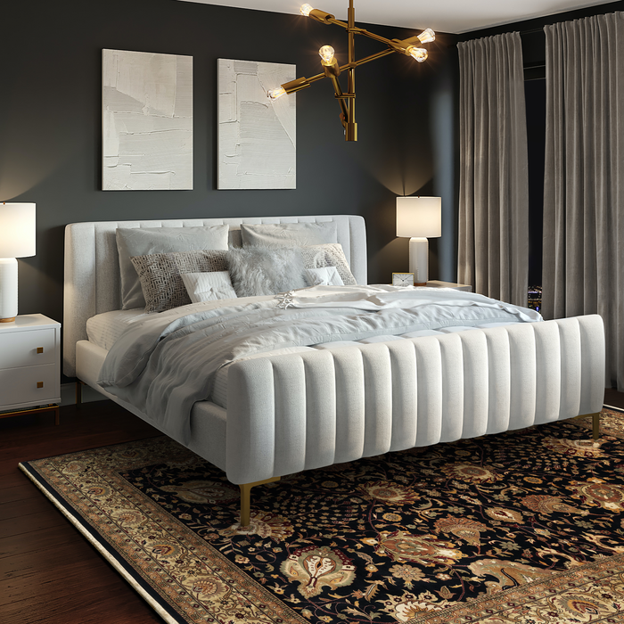 9x12 Indo Persian Mashhad Black/Beige Wool