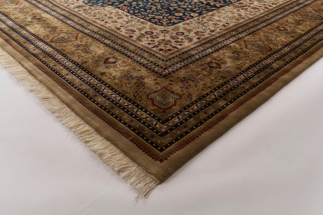 Shah Kashan 10x14 Beige/Blue Wool