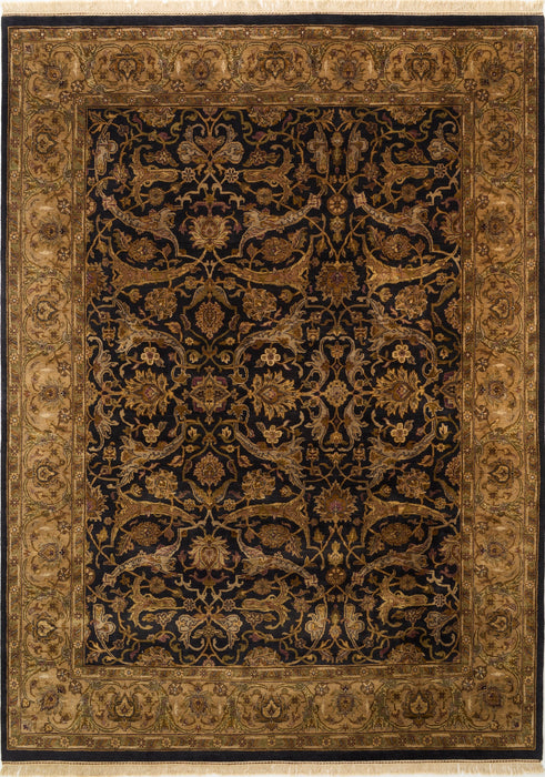 Antique Finish 10x14 Dark Navy/Beige All Wool