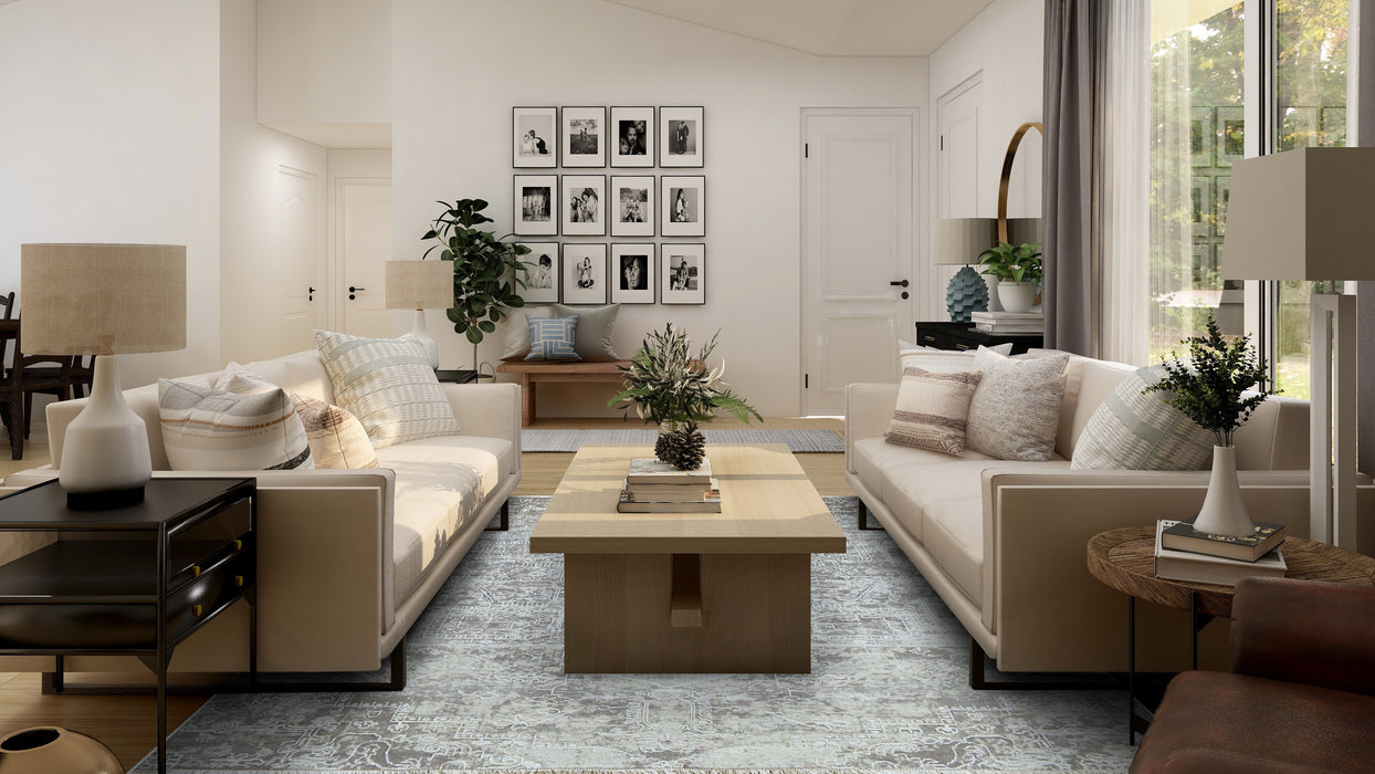 Intessa 8x10 Ivory-Grey Wool and Silk