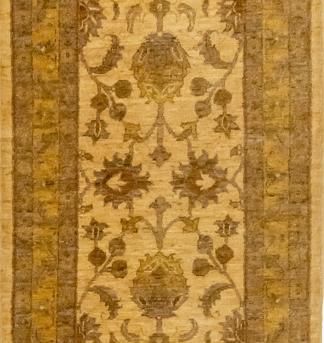 Chobi 3x10 Runner Cream/Light Brown Wool