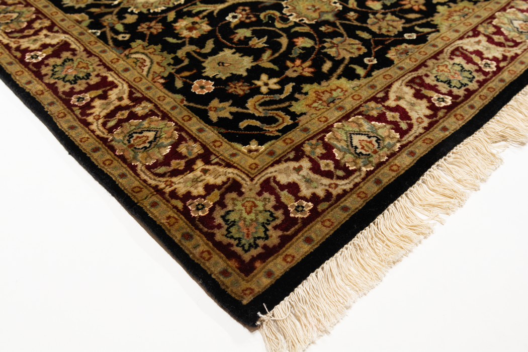 Indo Persian 2.05x10 Runner Burgundy/Black Wool with Silk Touch