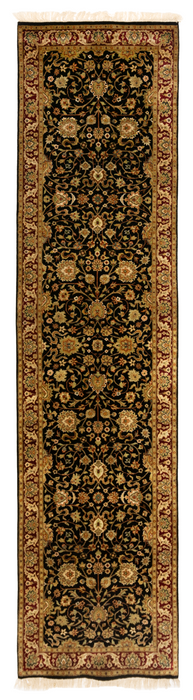 Indo Persian 2.05x10 Runner Burgundy/Black Wool with Silk Touch