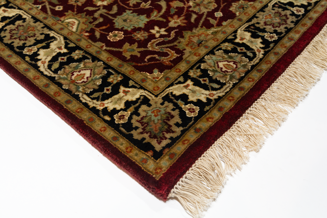 Indo Persian 2.05x10 Runner Burgundy/Black Wool & Silk