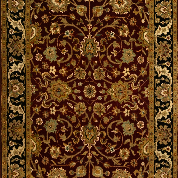 Indo Persian 2.05x10 Runner Burgundy/Black Wool & Silk