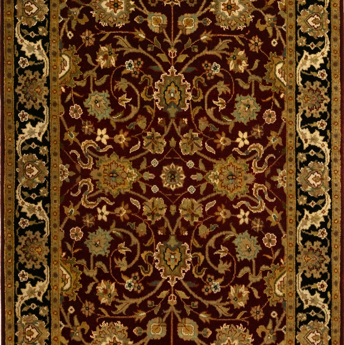 Indo Persian 2.05x10 Runner Burgundy/Black Wool and Silk touch