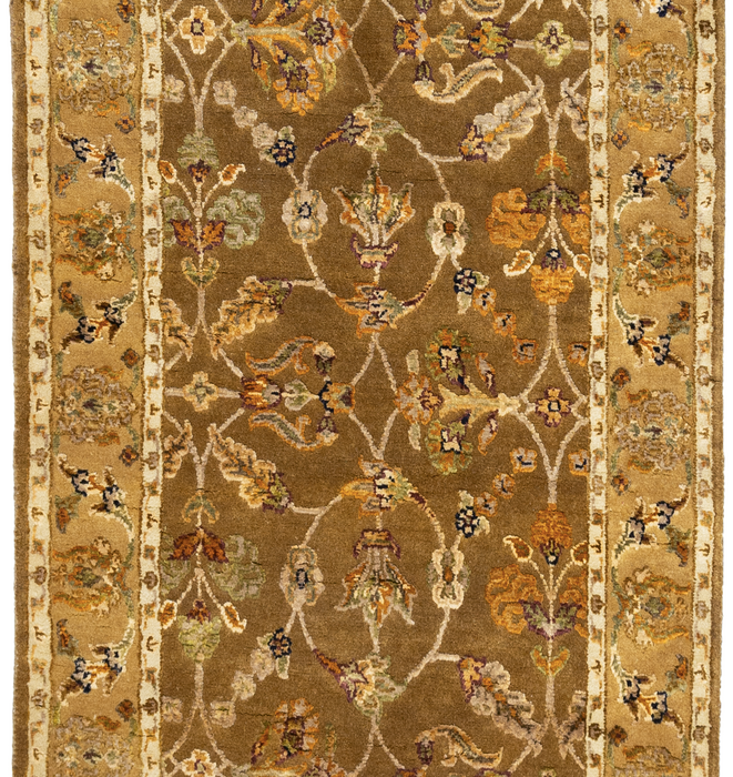 Reflection 2.05x12 Brown/Gold Wool & Embossed silk