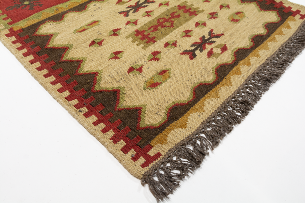 Dhurrie 2.05x12 Red/Ivory Wool Runner