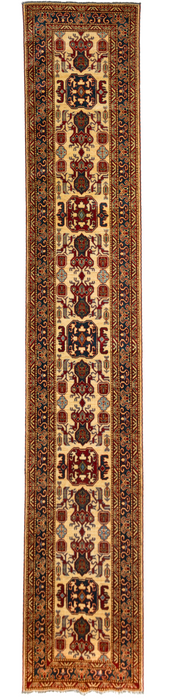 Super Kazak 2.5x12 Ivory/Red Wool