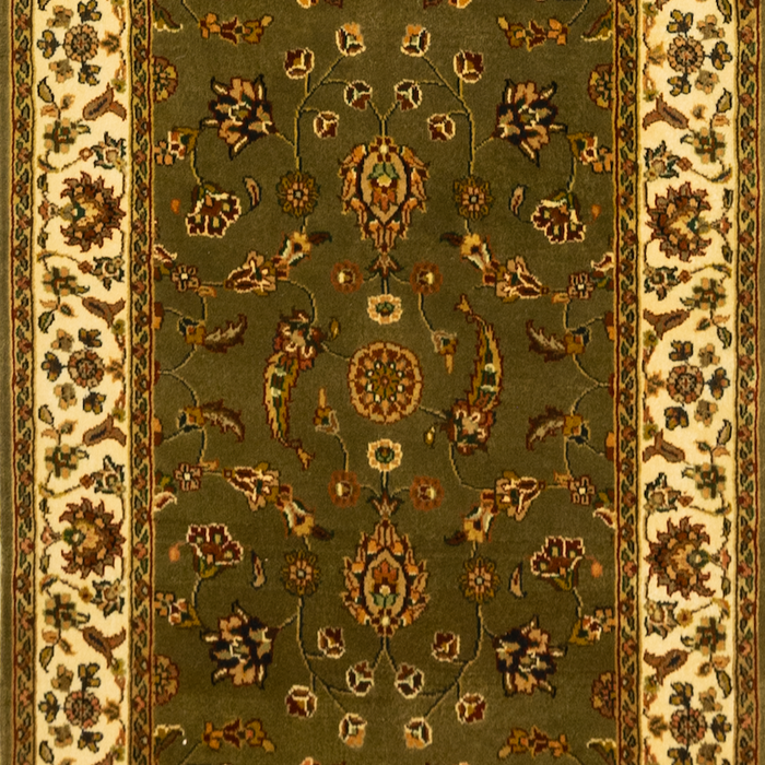 Indo Persian 2.05x12 Runner Cream/Green Wool