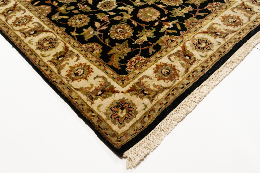 Agra 2.05x12 Black Beige Wool Runner