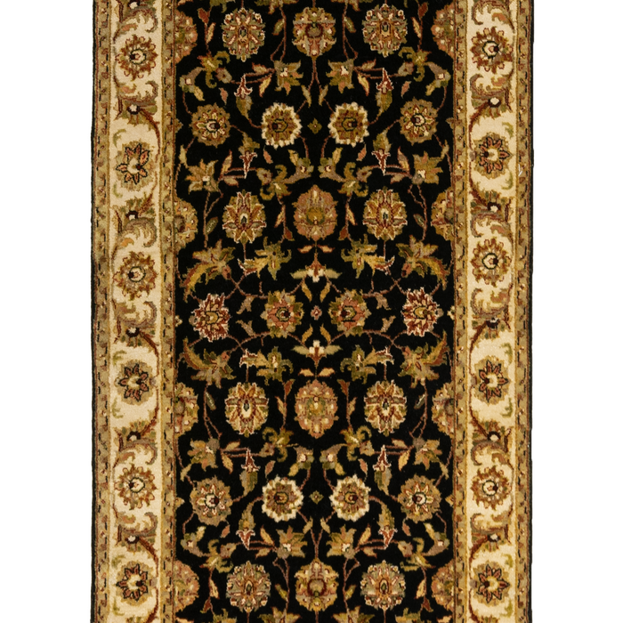 Agra 2.05x12 Black Beige Wool Runner
