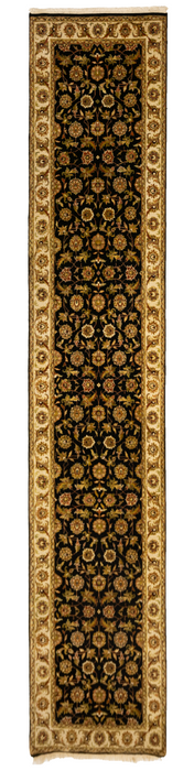 2.05x12 Runner Agra Black Beige Wool