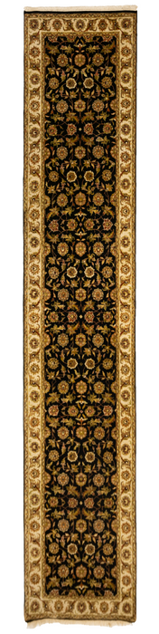 Agra 2.05x12 Black Beige Wool Runner