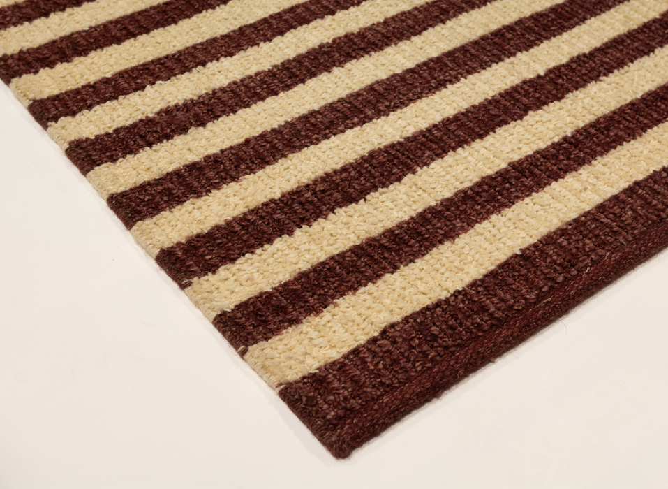 Dhurrie 2x3 Maroon/Beige Wool B