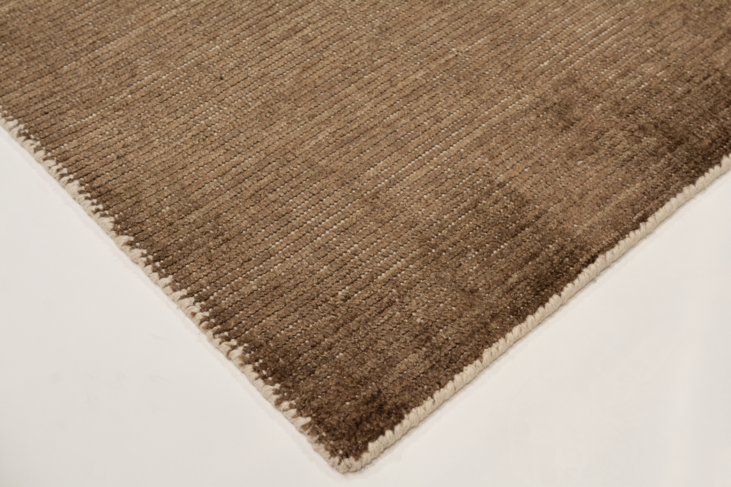 Indo Nepal 2x3 Brown Wool and Bamboo Silk